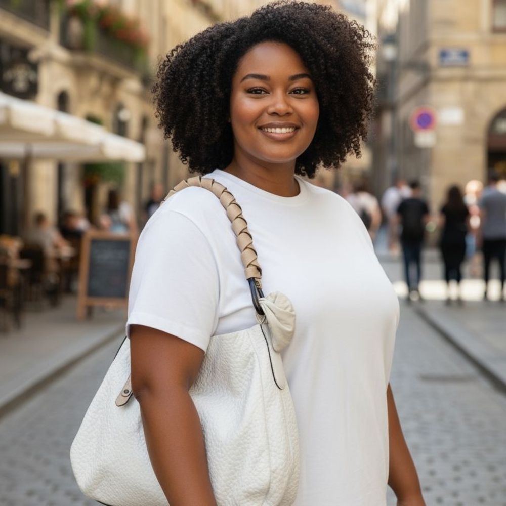 Elegant Cream & Tan  Italian Leather Shoulder Bag